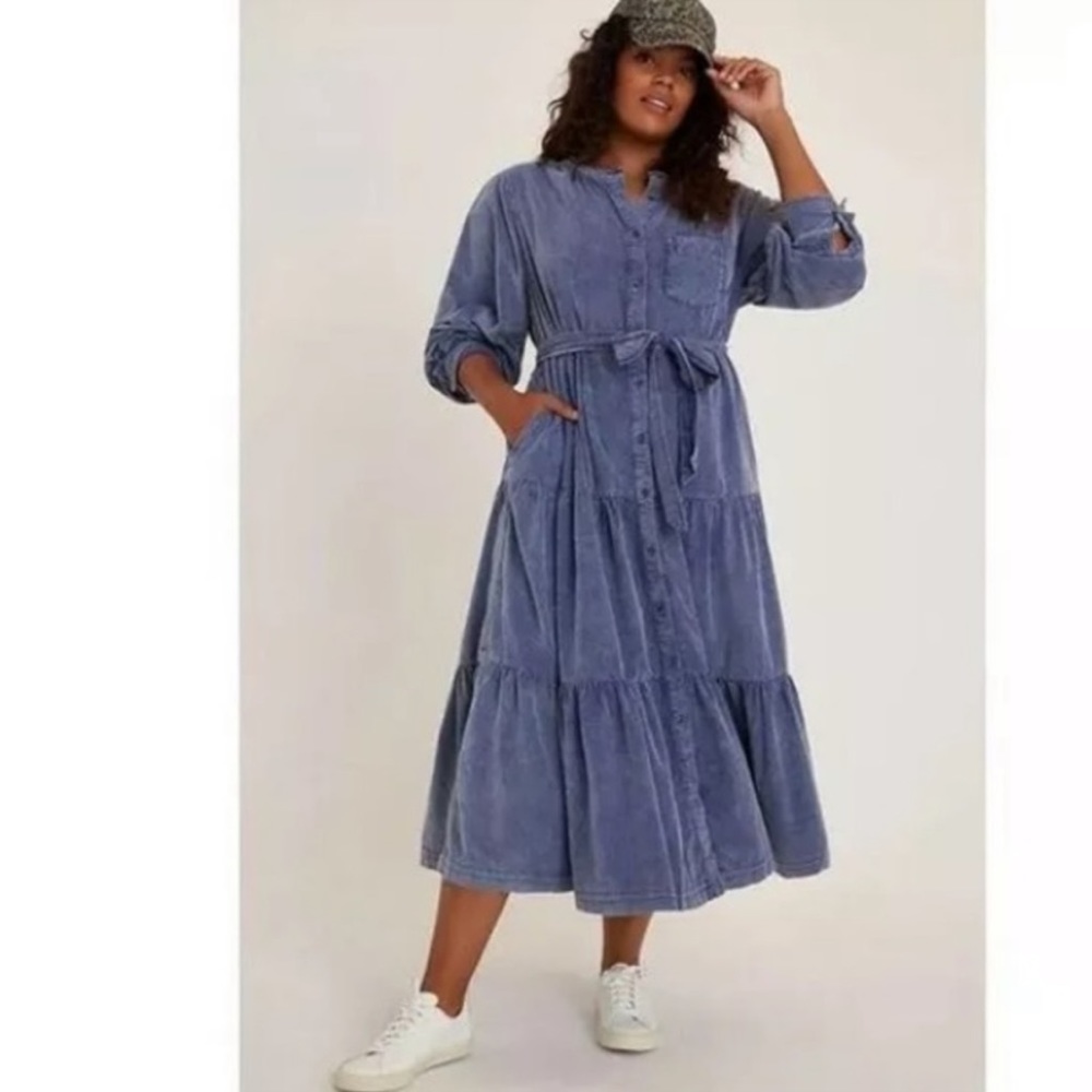 Anthropologie Marta Tiered Cord Maxi Dress NWT 3X